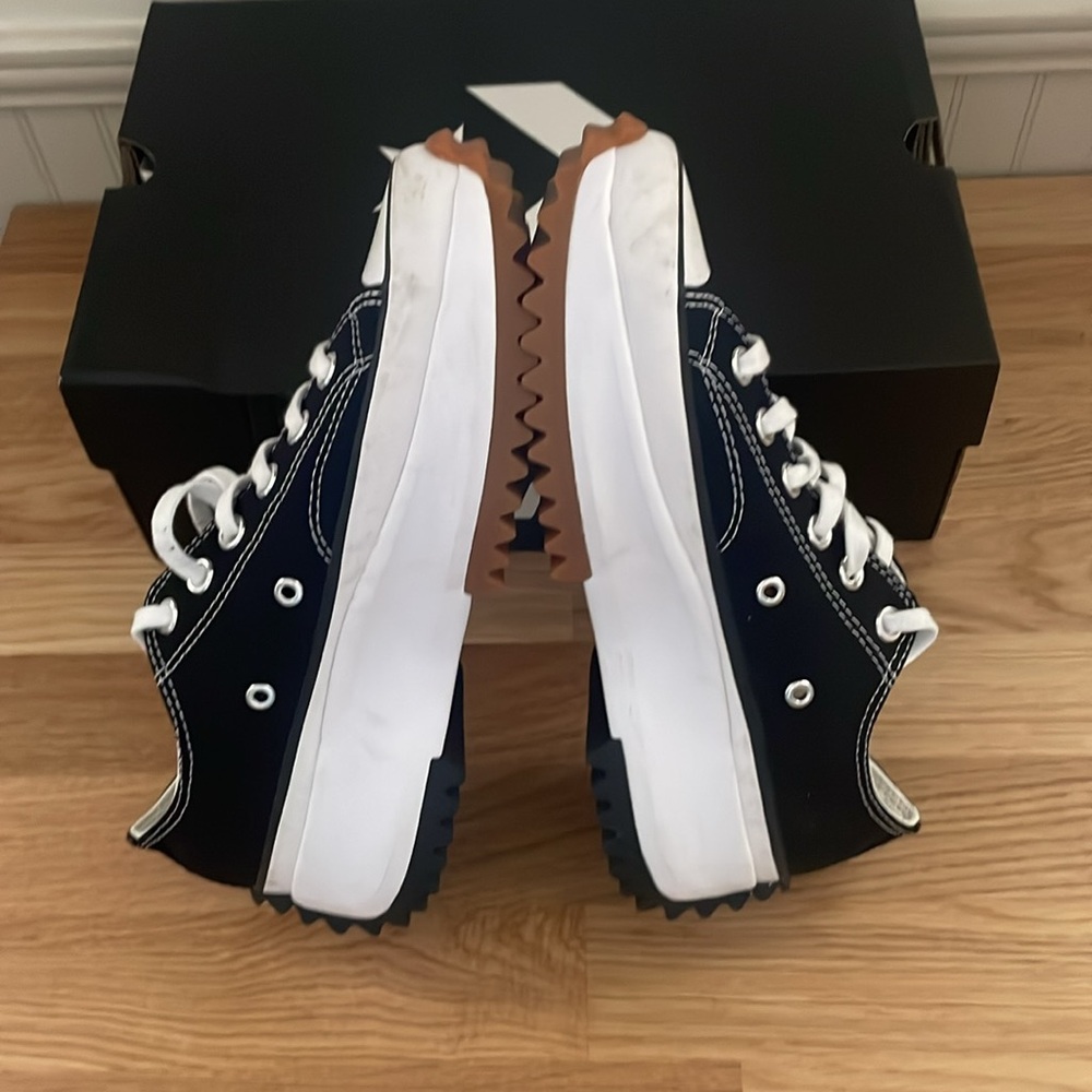 Converse Women's Black White Platform Run Star Hike Sneakers - Picture 4 of 5